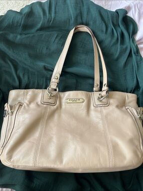 Coach Pebble Leather Shoulder Bag in Taupe